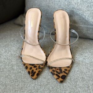 Fashion nova leopard print open toe heels